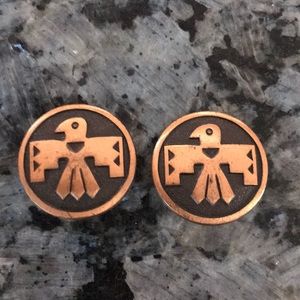 Copper Thunderbird clip earrings